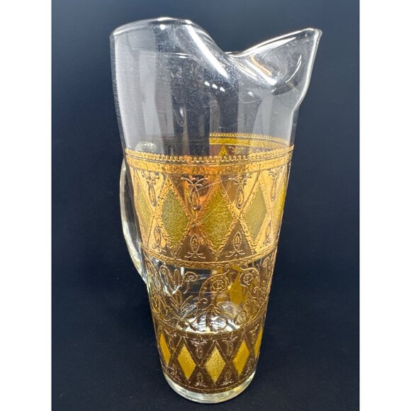 Vintage West Virginia Glass Co Rainier Martini Pitcher Diamond Gold Pattern - Picture 4 of 9